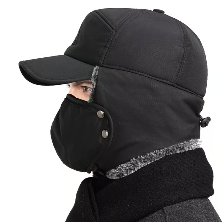 🧢❄️Herren Wintermütze mit Ohrenklappen, Trappermütze, Gesichtsmaske, Pelz, Fliegermütze, thermische warme Schnee-Skimütze